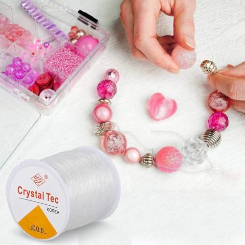 Image of 0.8 mm 40 Meter Clear Stretchy Elastic Cord for Jewelry Making - Strong & Durable Transparent Beading Thread for Bracelets, Necklaces, and DIY Crafts (40m Spool)