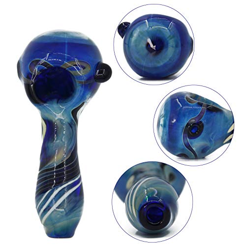 image for OSPITUR Handmade 4 inch Blown Glass Crafts Tube Decorative Bowl (Blue)