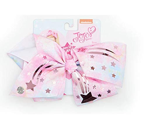 JoJo Siwa Cotton Candy Pink Blue Star Foil Bow Clip