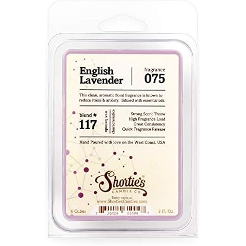 Shortie's Candle Company Pure English Lavender Wax Melts - Formula 117-1 Highly Scented 3 Oz. Bar - Made with Essential & Natural Oils - Flower & Floral Air Freshener Cubes Collection Cover