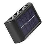 HOMSFOU Solar Wandleuchte Garten Außenwandleuchte mit 6 LED Warmlicht...