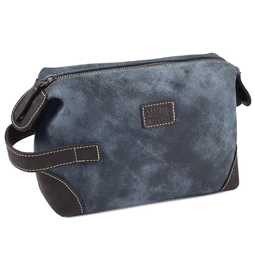 LEATHER VILLAGE Leather Dopp Kit for Men, Travel Toiletry Shaving Bag
