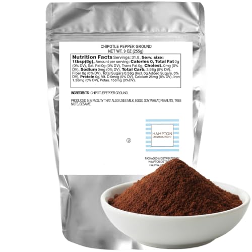 Chipotle Pepper Ground, 9 Ounce Resealable Bag, Chipotle Powder, Hampton Distribution