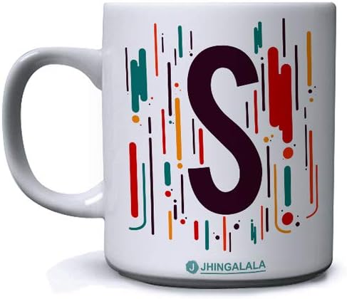 Jhingalala Your Name First Letter S Printed Ceramic Coffee Mug White - 11 Oz Mug Gift for Birthday, Anniversary (JC10333)