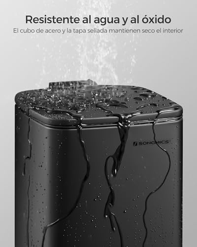 Miniatura 3 de Songmics Cubo De Basura De Baño, 8 L Cubo Basura Compacta, Con Pedal, Para Espacios Pequeños, Con Tapa De Cierre Suave, Acero, Negro Ltb591b0802