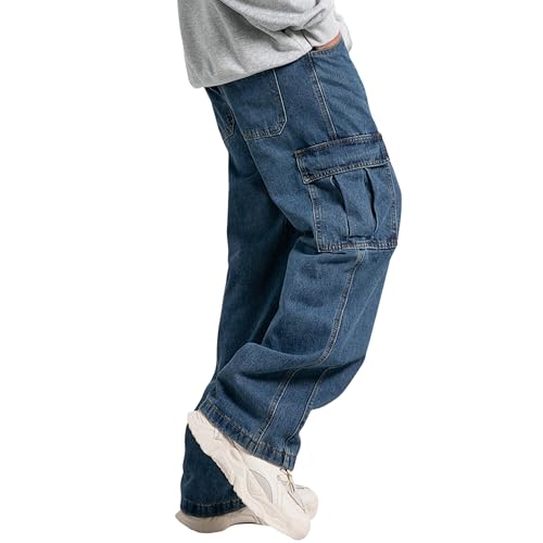 Men's Baggy Jeans Y2K Vintage Cargo Pants with Pocket Straight Leg Pants Fit Skateboard Streetwear3