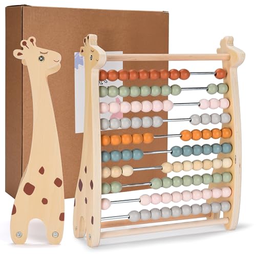 Image of CHILDLIKE BEHAVIOR Abacus for Kids Math Teaching Tools Made of Wooden Beads and Rack - Children's Wood Number Counters for Teaching Addition, Subtraction and More - Abacus for Toddlers 1-3