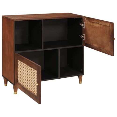 Tidyard Media Storage Cabinets & Racks Brown Cane and solid mango wood Media Entertainment Center Model4018907