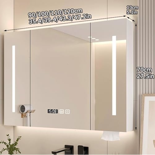lusterko kosmetyczne, Nadaje się do łazienek domowych, toalet w apartamentach(White,60 * 70cm/23.6 * 27.5in)