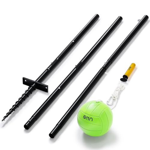 A11N Heavy-Duty Tetherball Set with Ball & Rope | Adjustable Pole at 4.7' -10.5' | Ideal for Backyard and Beach Fun | Pet-Friendly