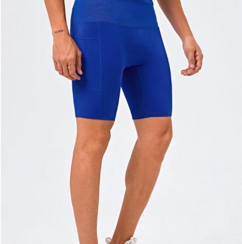 Men's Quick Dry Sports Shorts Elastic Compression with Waist Pocket for Workout Cycling Marathon