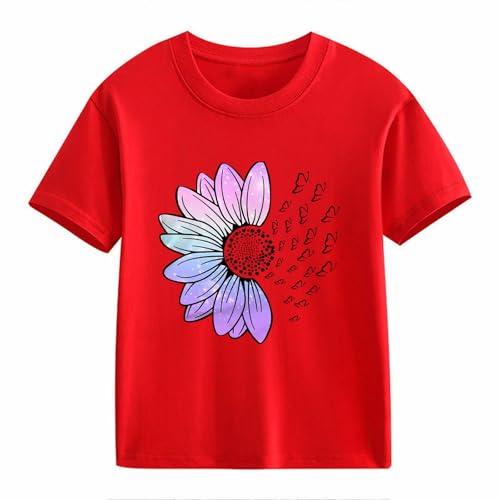 Summer Tops for Girls Casual Vintage Short Sleeve T-Shirt Girls Loose Round Neck Elastic Tee2