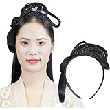 Chinesische Hanfu Perücke Stirnband Perücke Stirnband, Einteiliges Ming Dynastie Kostüm Cosplay Haarknoten Stirnband Perücke Antike Perücke Twist Frisur Haarschmuck für Frauen Mädchen Traditionelle