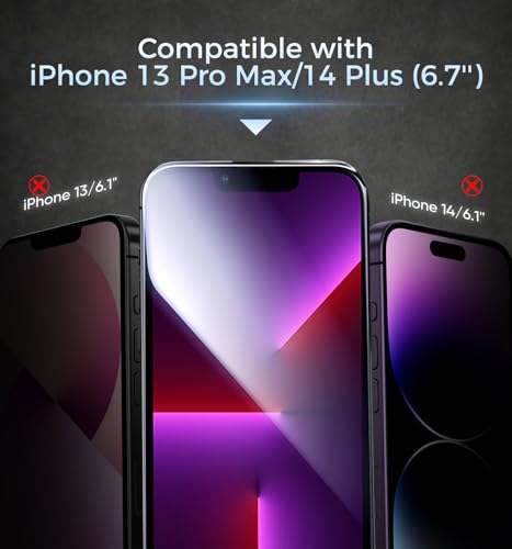 Image of MAGIC JOHN 3rd Gen Upgraded for iPhone 13 Pro Max /14Plus Screen Protector 6.7 Inch,HD Clear,Shatterproof Tempered Film,Bubble Free,Easy Installation,2 Pack