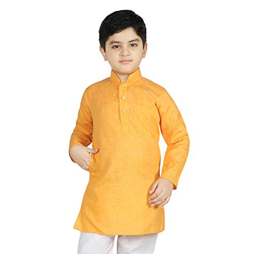 Image of SG YUVRAJ Kids Solid Cotton Kurta For Boys