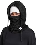Winter Thermal Balaclava, Polar Fleece Hood Ski Mask for Women Men, Windproof Face Mask Cover Hat Neck Warmer Scarf Black