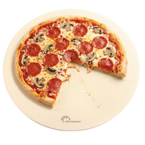 LITTLE BALANCE 3077, Pierre à pizza, Pierre de cuisson ronde XXL Ø 30,5 cm, Pour des pizzas, tartes, pains croustillants et moelleux, Au four, barbecues, planchas, Cordiérite