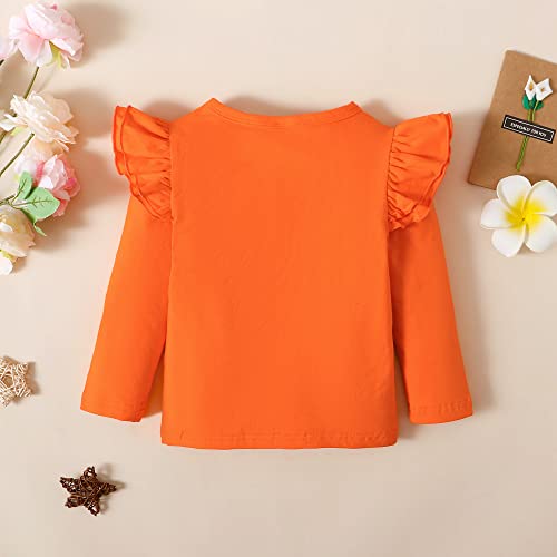 Toddler Baby Girl Solid Color T Shirt Kids Blouse Basic Plain Ruffle Top Cotton Casual Clothes3