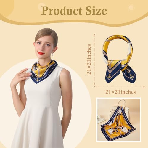 cxzymcln100% Mulberry Silk Neck Scarf 21"x21" Small Square Scarfs for Women Gift Packed3