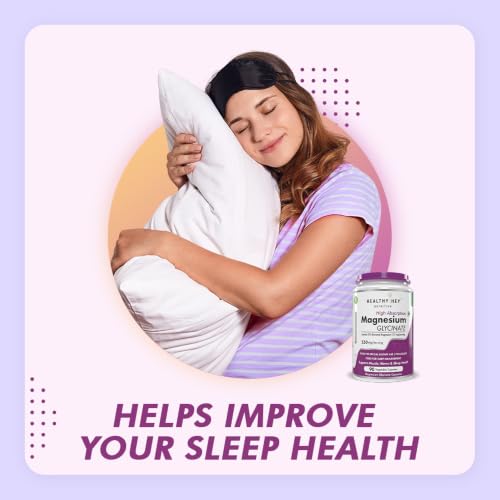 Image of HealthyHey Nutrition Magnesium Glycinate Supplement High Absorption for Sleep, Cramps, & Nerves Health - 90 Vegetable Capsules