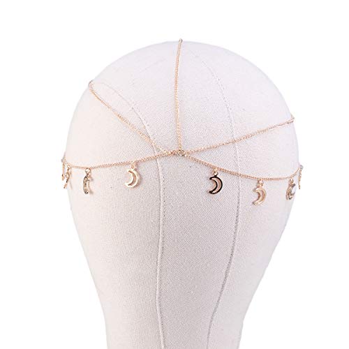 Beaupretty Kopf Ketten Schmuck, Mond kopf Stirnkette Schmuck Boho Kopschmuck Kette Festival Haar Stirnband Cover