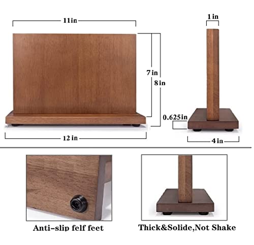 Knife Block,Magnetic Knife Holder Stand For Kitchen Counter,Knife Storage Rack Shelves, Rubber Wood Knife Storage Organizer With Double Sided Magnetic,Knife Display Stand,Without Knives(12 * 7“) #TOP6