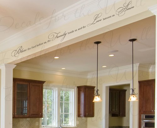 Bless the Food Before Us the Family Beside Us and the Love Between Us Amen - Prayer Dining Room Kitchen Religious God Christian - Wall Quote Sticker Graphic - Vinyl Decal Art Decoration - Mural Lettering Decor Saying