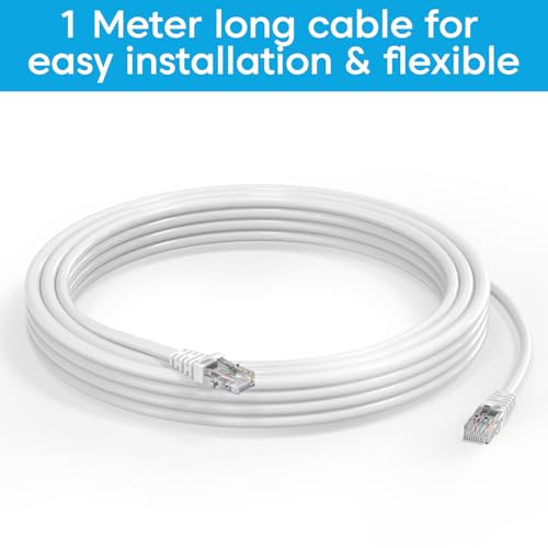 Image of Sounce High-Performance Cat6 Ethernet Patch Cable 1M UTP Snagless Network Cord for 10 Gigabit Data Transfer 550MHz Bandwidth RJ45 Connector Compatible with Laptop PC TV Router Modem Console - White