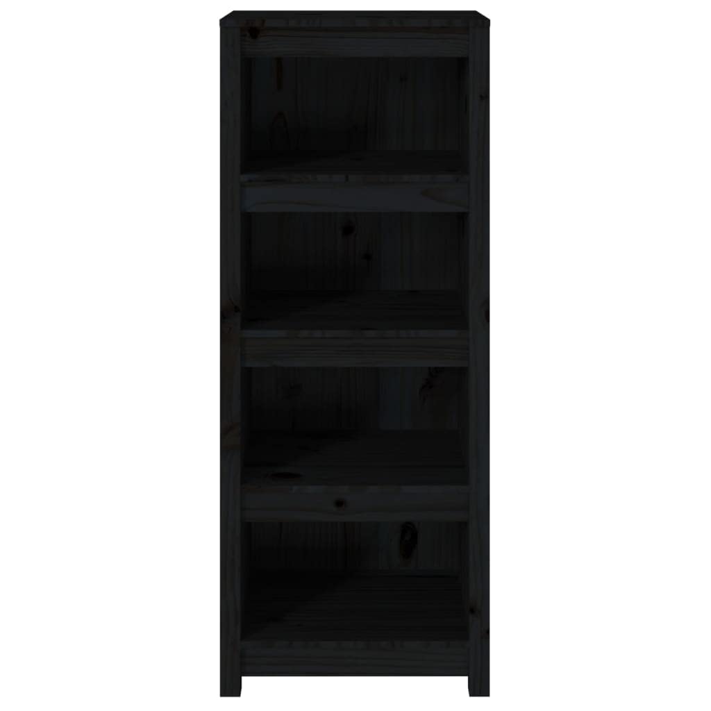 Libreria nera, 50 x 35 x 125,5 cm, in legno di pino massiccio, versatile, con ripiani, per soggiorno, ufficio, cameretta dei bambini, corridoio, portaoggetti decorativo
