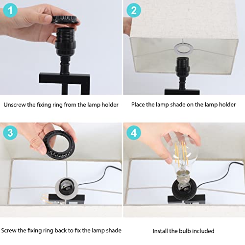 Zorykn 17'' Tall Table Lamps For Living Room Single With Usb Charging Ports, Modern Table Lamp For Bedroom Nightstand, White Fabric Shade For End Table, 3-Way Dimmable Touch Table Lamp, Bulb Include #TOP6