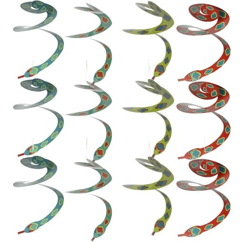 Fun Express 25" Tropical Snake Hanging Swirl Decorations, 12 Pieces
