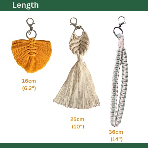 3 In 1 Macrame Keychain Kit For Adult Beginners With Necessary Diy Macrame Supplies - 100% Cotton Cords, Lobsters Clasps, A Measuring Tape And An Easy To Follow Instructions - Great Mother's Day Gift #TOP2