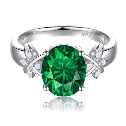 2.75ct 925 Sterling Silver Oval Engagement Ring for Women Unique Birthstone Rings Setting Criss Cross Cubic Zirconia Promise Wedding Band 3mm Band Width Size 5-9