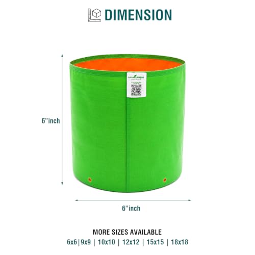 Image of Anandi Green's Premium HDPE Uv Protected 220 GSM Round Shaped Green Colour Plants Grow Bags Suitable for Terrace and Vegetable Gardening (Pack of 10, 6X6 INCH)