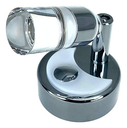 Pactrade Marine Boat RV Auto Warm White Cylinder LED Adjustable Swivel Neck Joint Satin Nickel Aluminum Reading Light 10-15V 2W Touch Switch Non-Magnetic Blue Night Light (1)