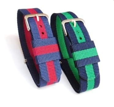 20mm Stech Nylon Nato Strap For Watch Combo of Two(Blue/Red & Blue Green) Steel Buckle (B08622Q74K) Amazon Price History, Amazon Price Tracker