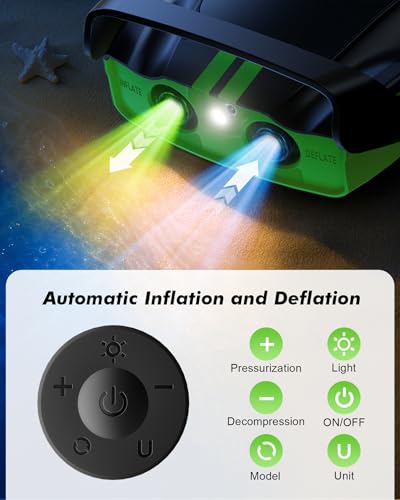 Cazite 50PSI Paddle Board Pump Electric Portable, SUP Air Pump for Paddleboard with Auto-Off, Deflate Function, and 12V DC Car Connector for Stand Up Paddle Boards, Boats, Tents, Mattresses, Green