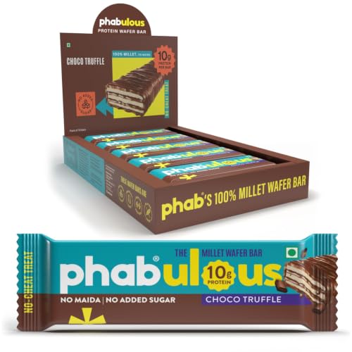 Image of Phab Protein Wafer Bar Choco Truffle Flavour - No Maida Only Millets (Bajra) | 10g Protein With No Added Sugar, No Preservatives, No Trans Fat | Gluten-Free Healthy Snack | Desk-to-Gym Snack