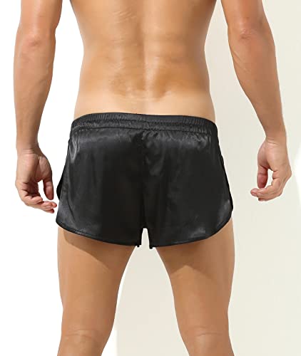SEAUR Men's Boxers Shorts Split Side Boxers Briefs Pajama Shorts Satin Silky Boxers Shorts Elastic Waist Underwear Boxers2