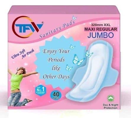 TFWUltra Thin Sanitary Pads for Women Bulk Pack of 40 Pad || Zero Toxins || Rash-Free || Soft Comfortable Top Layer || Unscented ( SIZE- XXL )