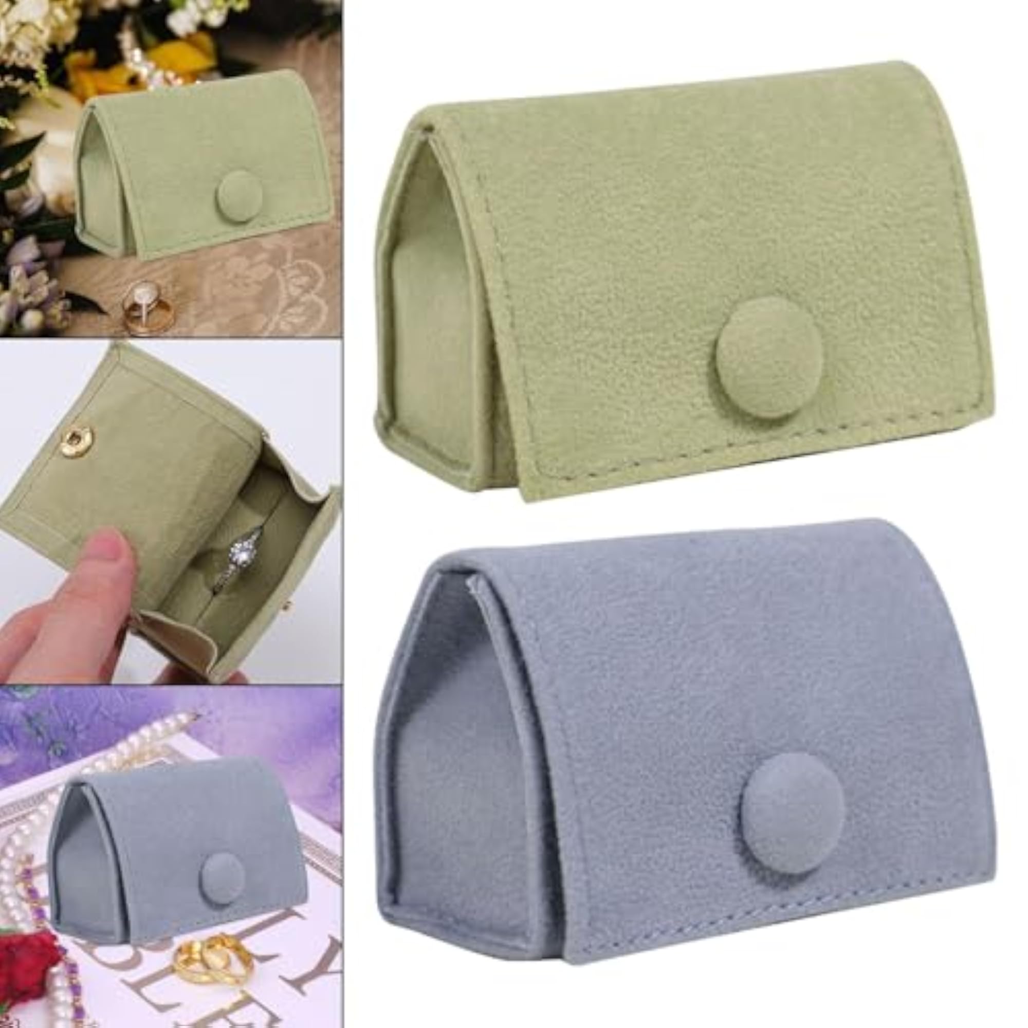 Portable Velvet Ring Holder Box for Travel