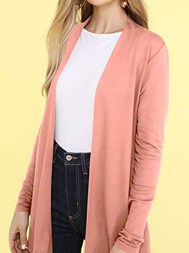 Ll Wsk2294 Women's Casual Soft Drape Open Front Fall Duster Lightweight Long Sleeve Cardigan S Indian_Pink #TOP3