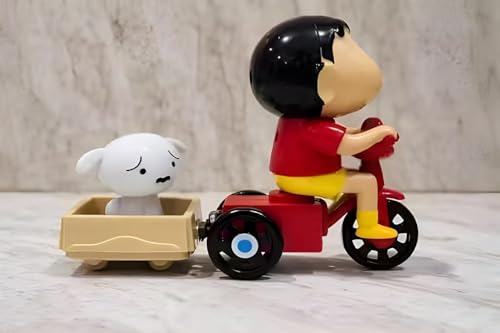 Image of Shopiitoo shin-chan Action Figure with Shiro | Funny Scooter Cartoon Toy | Car Dashboard & Desk Decoration Showpiece | Cute Collectible Gift for Kids, Fans & Adults (Ages 6+)