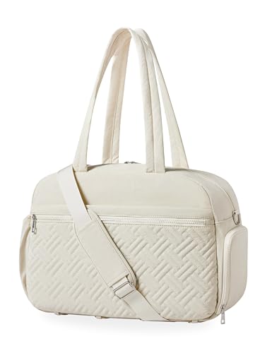 Small Gym Bag for Women, Puffy Quilted Sports Purse with Wet Compartment and Shoe Compartment, Travel Duffel Bags for Workout Sport Dance Yoga