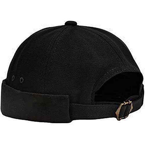 XYIYI Gorra estilo retro para hombre, estilo marinero, con puño enrollado, Negro puro, talla única
