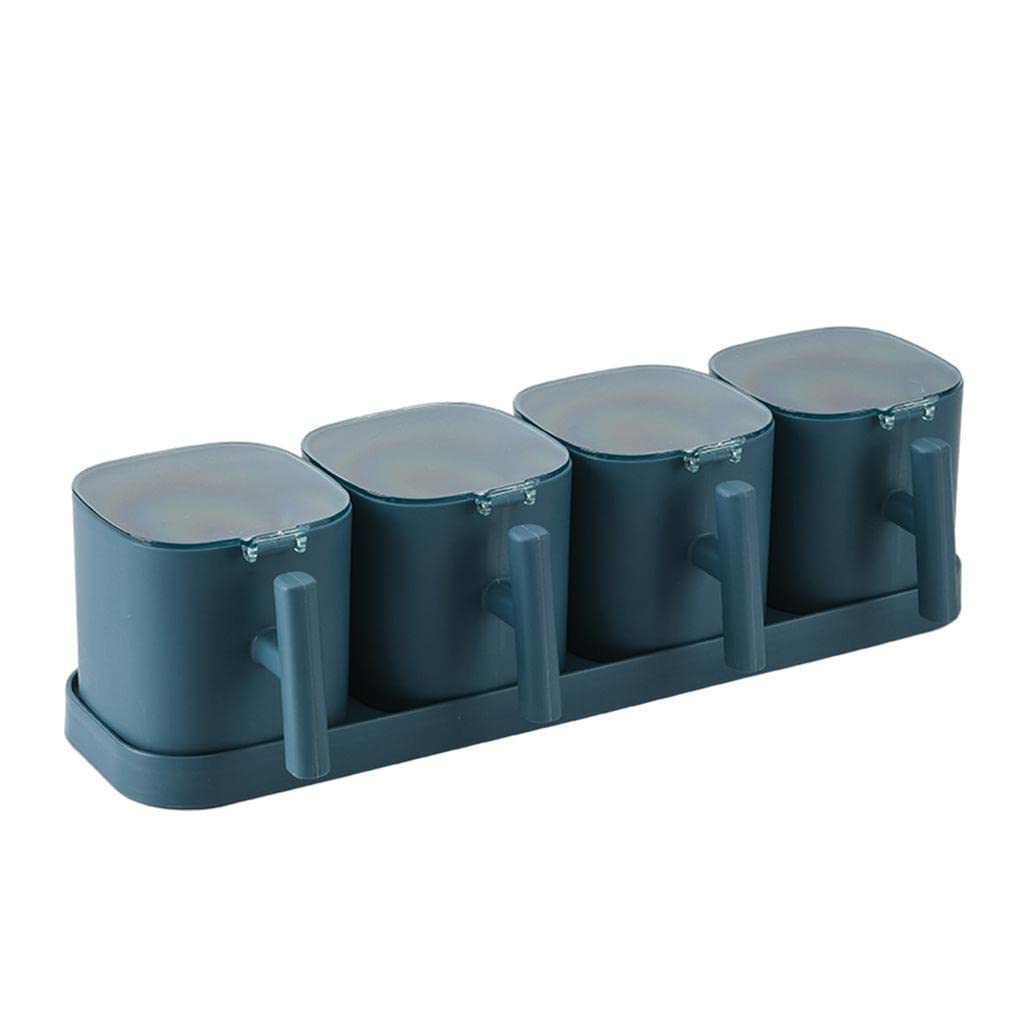 Merishopp Combination Spice Jar with Cover Seasoning Jar with Spoon for Coffee Pepper Blue B-picture-10