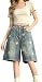 Y2K Baggy Denim Shorts Women High Waisted Wide Leg Jean Shorts Vintage Washed Knee Length Loose Streetwear (Medium,Blue1)
