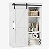Hostack bathroom cabinet wall mounted farmhouse medicine cabinet with sliding barn door adjustable shelf over the toilet storage cabinet for bathroom laundry room kitchen white  urban country home decor