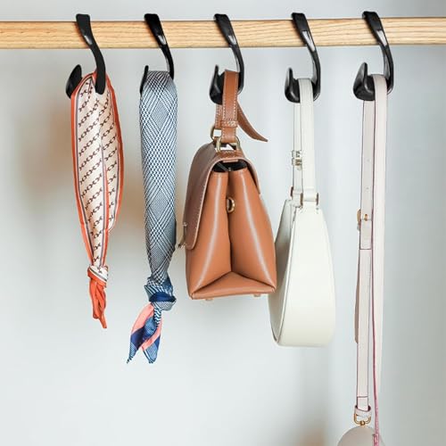 SSHUIKKAI 8 Stücke Taschen Aufhänger, Taschenbügel, Taschenhaken, Rucksack Aufhängen, Handtasche Kleiderbügel Haken Schrank, für Hängende Rucksäcke Schulranzen Schal Gürtel Und Krawatte(Schwarz)