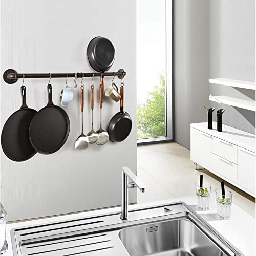 Hoemlim Pipe Pot Pan Rack Wall Mounted Industrial Utensil Lid Holder Cookware Hanger Kitchen Organizer Hanging Bar Rail With S Hooks(36 Inch,Red Bronze) #TOP3